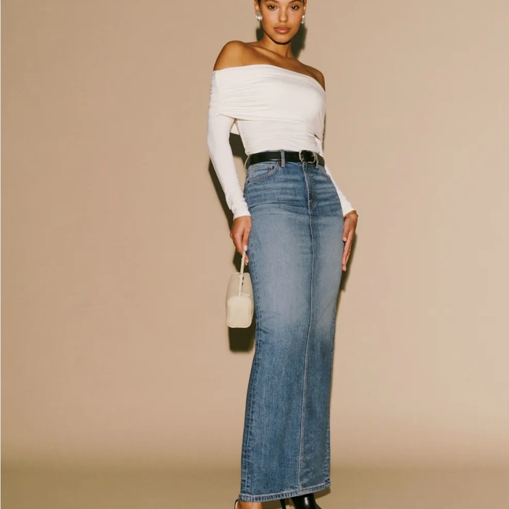 Reformation Daria Ultra High Rise Denim Maxi Skirt